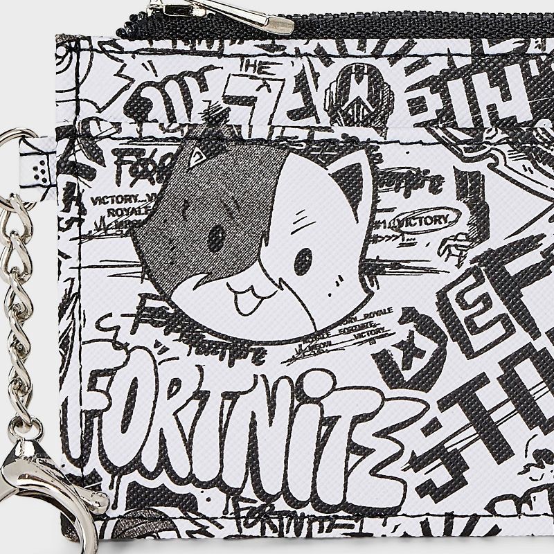 slide 5 of 5, Boys' Fortnite Zip Card Wallet - Black/White, 1 ct