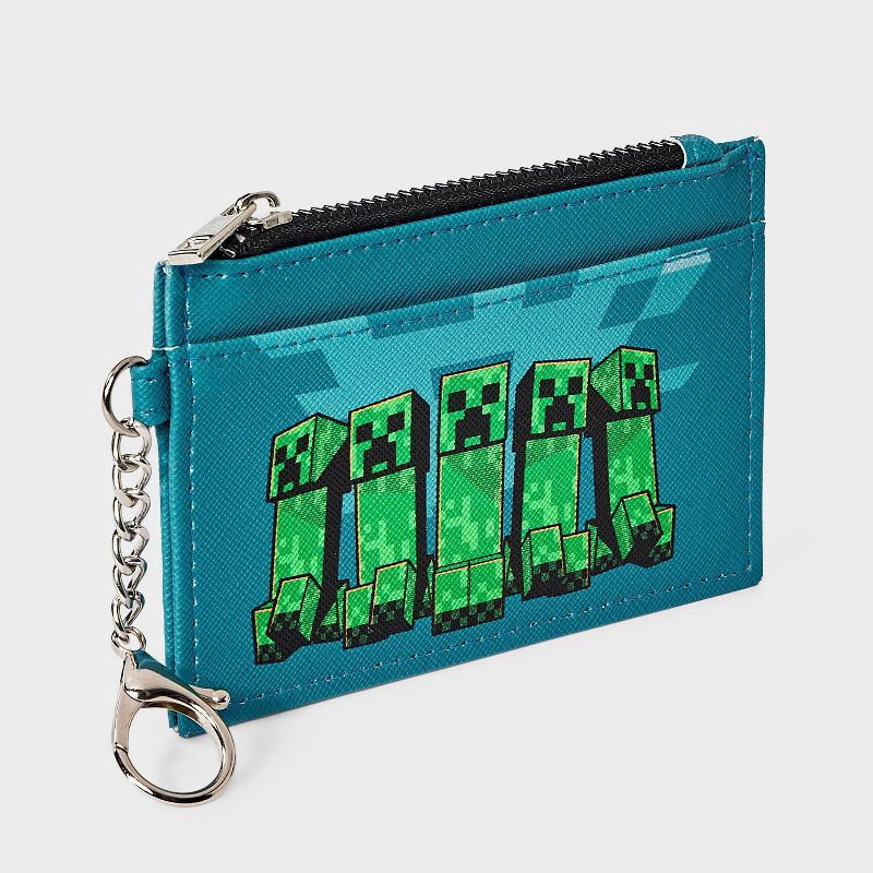 slide 2 of 5, Boys' Minecraft Creeper Zip Wallet - Blue, 1 ct