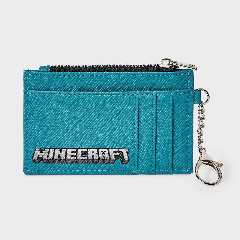 slide 4 of 5, Boys' Minecraft Creeper Zip Wallet - Blue, 1 ct