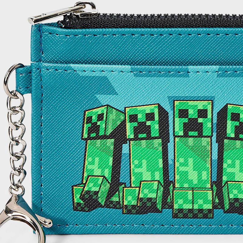 slide 5 of 5, Boys' Minecraft Creeper Zip Wallet - Blue, 1 ct