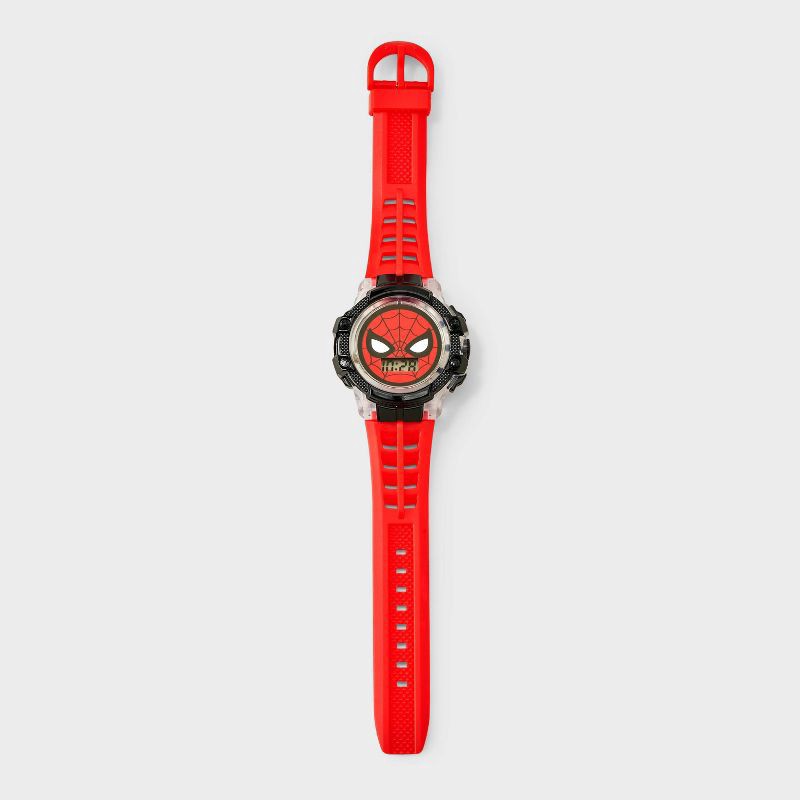 slide 2 of 3, Boys' Spider-Man Flashing LCD Watch - Red, 1 ct