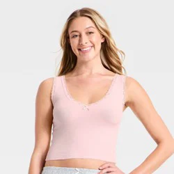 Women's Ribbed Sleep Tank - Wild Fable™ Pink L