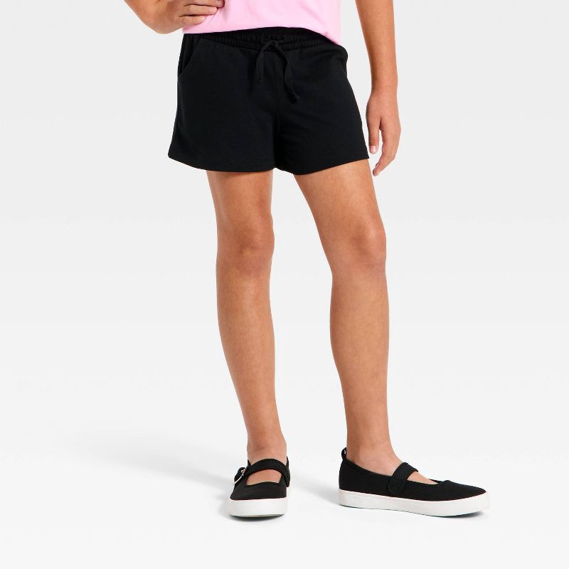 slide 1 of 3, Girls' French Terry Pull-On Shorts - Cat & Jack™ Black S, 1 ct