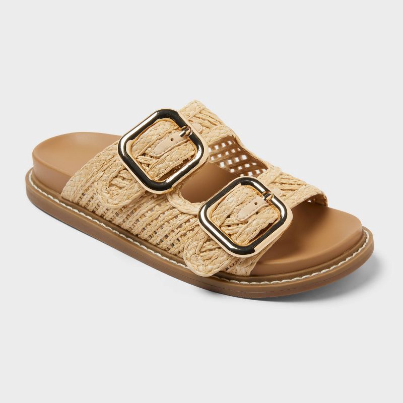 slide 1 of 4, Women's Collin Sandals with Memory Foam Insole - Universal Thread™ Natural 7, 1 ct