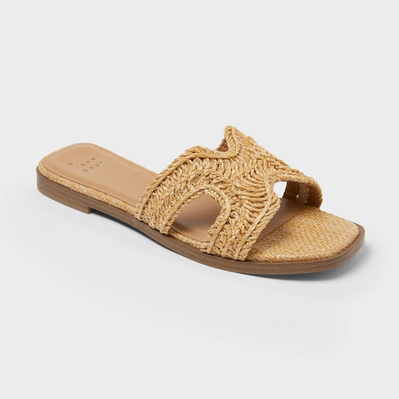 slide 1 of 4, Women's Nina Slide Sandals - A New Day™ Natural 8, 1 ct