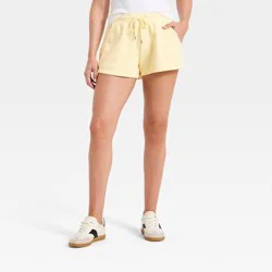 Women's Mid-Rise Fleece Cozy Pull-On Shorts - Universal Thread™ Yellow XL