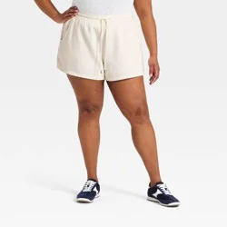 Women's Mid-Rise Fleece Cozy Pull-On Shorts - Universal Thread™ Cream XXL