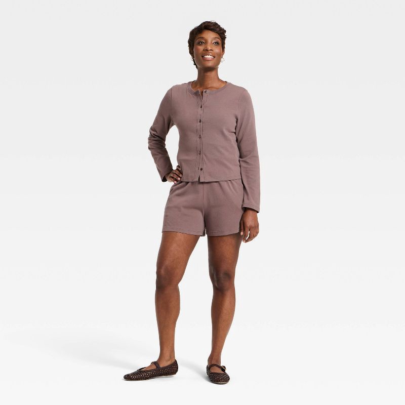 slide 3 of 3, Women's Knit Cardigan - Universal Thread™ Brown L, 1 ct