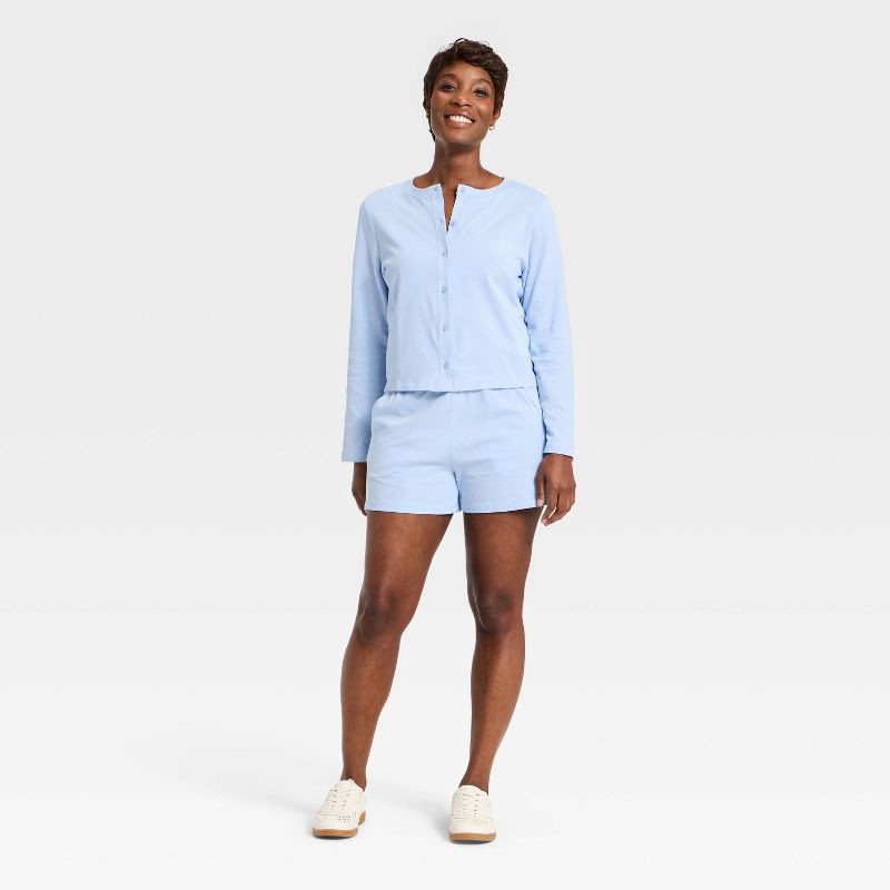 slide 3 of 3, Women's Mid-Rise Knit Shorts - Universal Thread™ Blue L, 1 ct