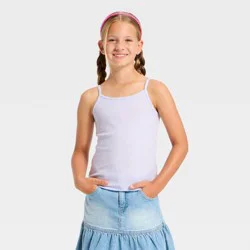 Girls' Fitted Ribbed Tank Top - Cat & Jack™ Pale Lavender M