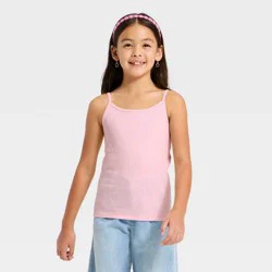 Girls' Fitted Ribbed Tank Top - Cat & Jack™ Light Pink M
