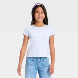 Girls' Short Sleeve Heart T-Shirt - Cat & Jack™ Blue L