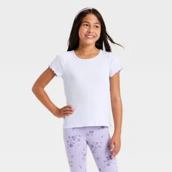 Girls' Short Sleeve Ribbed T-Shirt - Cat & Jack™ Pale Lavender XS