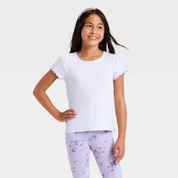Girls' Short Sleeve Ribbed T-Shirt - Cat & Jack™ Blue M