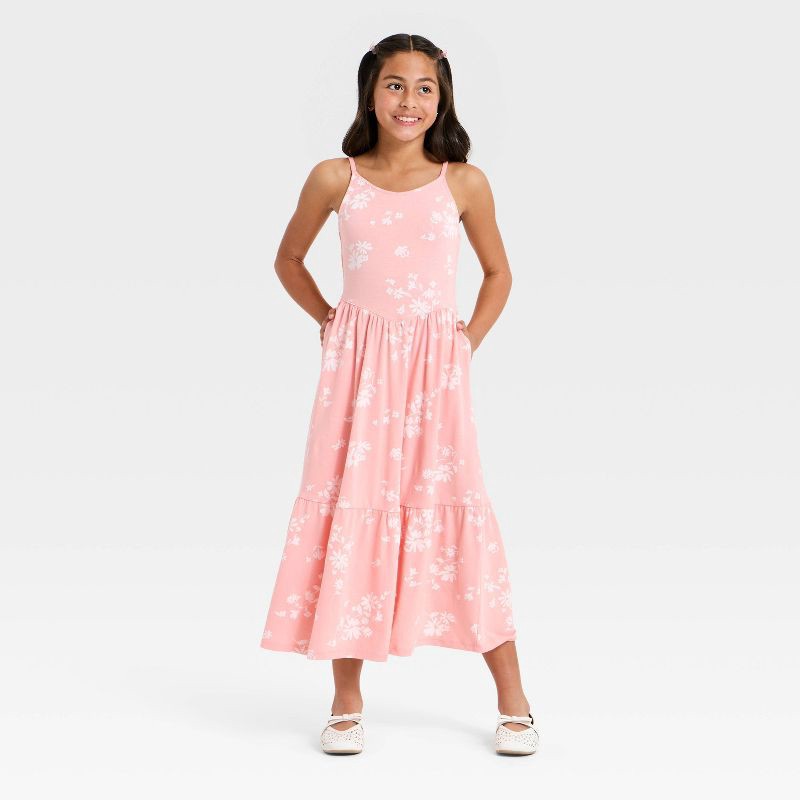 slide 1 of 3, Girls' Floral Printed Maxi Dress - Cat & Jack™ Pink S, 1 ct
