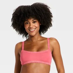 Women's Cloud Knit Lace Trim Bralette - Auden™ Pink XL