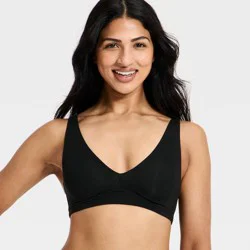Women's Cloud Knit Plunge Bralette - Auden™ Black L