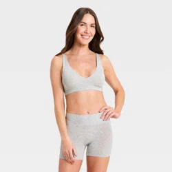 Women's Cloud Knit Plunge Bralette - Auden™ Heather Gray M