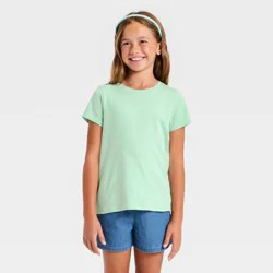 Girls' Short Sleeve Solid T-Shirt - Cat & Jack™ Light Mint Green L