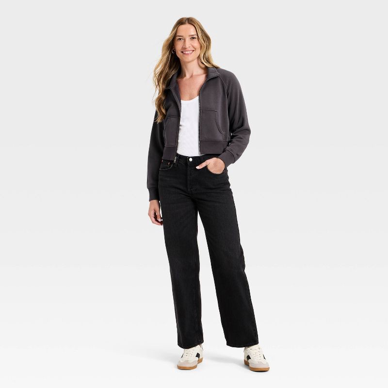 slide 3 of 3, Women's Full Zip Fleece Sweatshirt - Universal Thread™ Charcoal Gray S, 1 ct