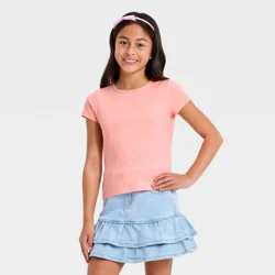 Girls' Short Sleeve Fitted T-Shirt - Cat & Jack™ Pink M