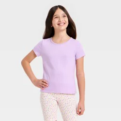 Girls' Short Sleeve Fitted T-Shirt - Cat & Jack™ Lilac Purple M
