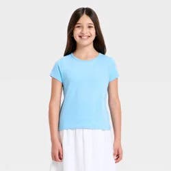 Girls' Short Sleeve Fitted T-Shirt - Cat & Jack™ Blue M