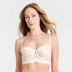Women's Bloom Lace Unlined Long Line Balconette Bra - Auden™ White 38D