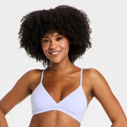 Women's Luxe Stretch Unlined Triangle Bralette - Auden™ Blue S