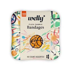Welly Flex Fabric Sports Ball Adhesive Bandages - 48ct