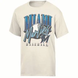 MLB Miami Marlins Women's Parchment Comfort Wash T-Shirt - L