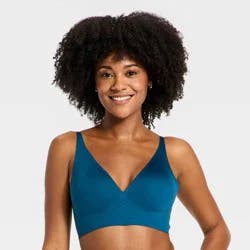Women's Luxury Collection Removable Pad Longline Plunge Bralette - Auden™ Navy Blue M