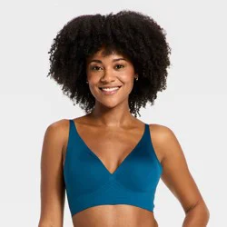 Women's Luxury Collection Removable Pad Longline Plunge Bralette - Auden™ Navy Blue XL