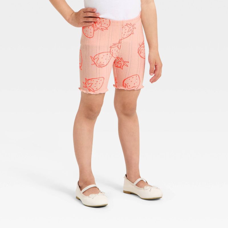 slide 1 of 3, Toddler Girls' Strawberry Ribbed Bike Shorts - Cat & Jack™ Pink 2T, 1 ct