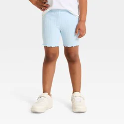 Toddler Girls' Ribbed Bike Shorts - Cat & Jack™ Light Blue 3T
