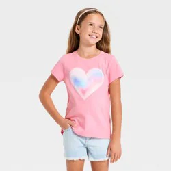 Girls' Short Sleeve 'Airbrush Heart' Graphic T-Shirt - Cat & Jack ™ Pink XS