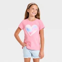 Girls' Short Sleeve 'Airbrush Heart' Graphic T-Shirt - Cat & Jack ™ Pink L