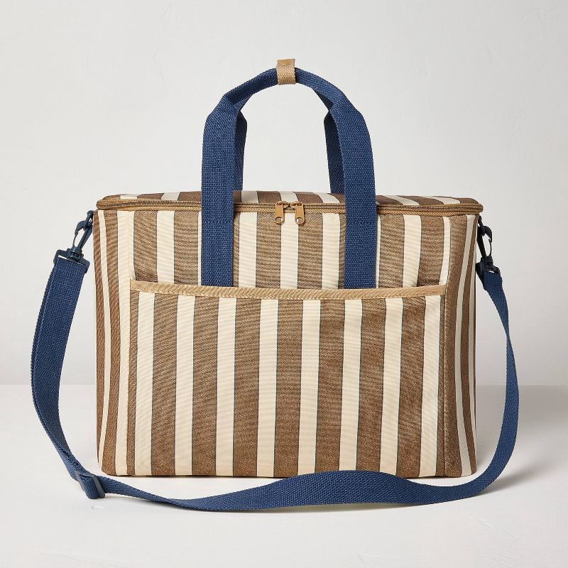 slide 1 of 4, Hearth & Hand with Magnolia Soft Sided Cooler Sour Cream/Toffee Stripe - Hearth & Hand™ with Magnolia, 1 ct