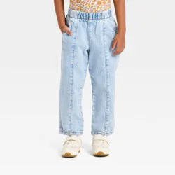 Toddler Girls' Relaxed Fit Pull-On Denim Pants - Cat & Jack™ Light Wash 3T