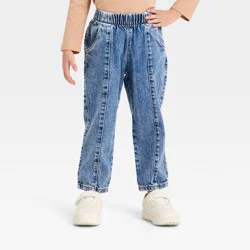 Toddler Girls' Relaxed Fit Pull-On Denim Pants - Cat & Jack™ Medium Wash 3T