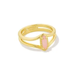 Kendra Scott Emma Double Band Ring - Light Pink/Gold Size 8
