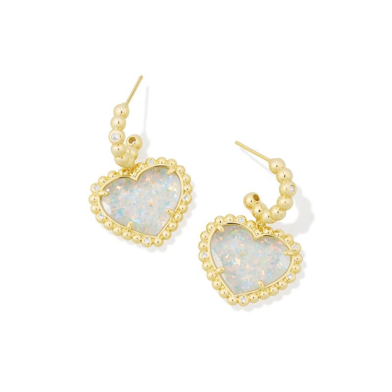 slide 2 of 2, Kendra Scott Anna Framed Statement Iridescent Glitter Glass Earrings - Gold/White, 1 ct