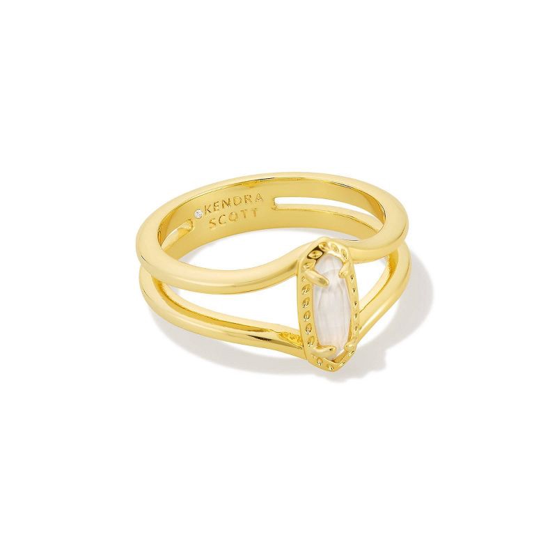 slide 1 of 2, Kendra Scott Emma Double Band Ring - Ivory/Gold Size 8, 1 ct