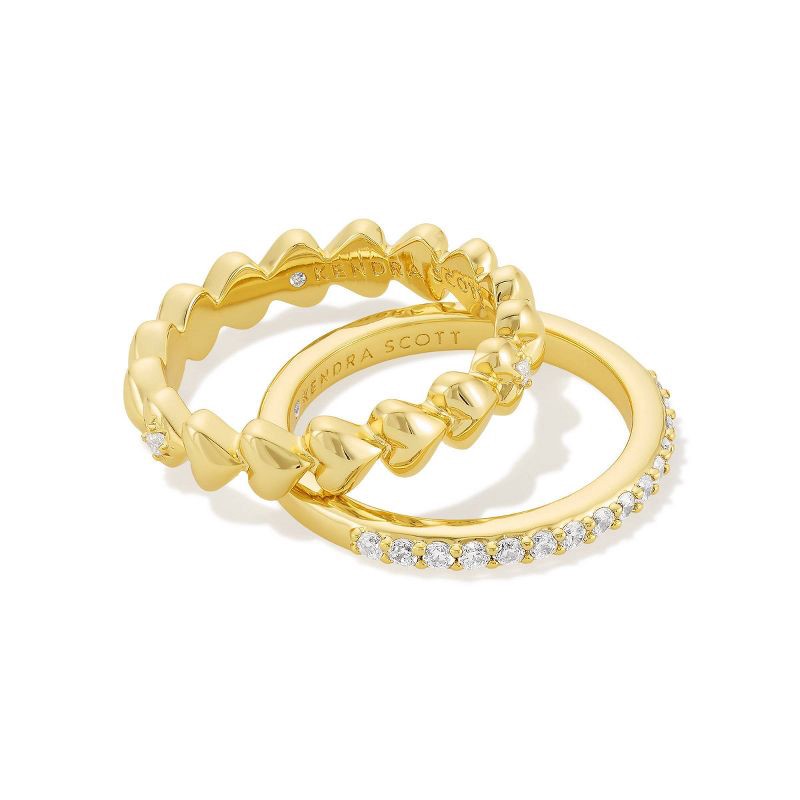 slide 2 of 2, Kendra Scott Anna Crystal Ring Set Of 2 - Gold/White Size 7, 1 ct