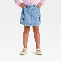Toddler Girls' Cargo Denim Skirt - Cat & Jack™ Light Wash 5T