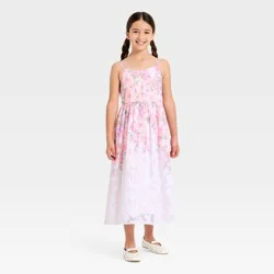 Girls' Chiffon Watercolor Floral Maxi Dress - Cat & Jack™ Light Pink S