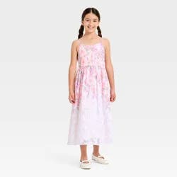 Girls' Chiffon Watercolor Floral Maxi Dress - Cat & Jack™ Light Pink S