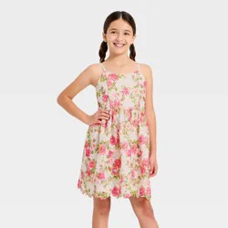 Girls' Printed Lace Floral A-Line Dress - Cat & Jack™ White S