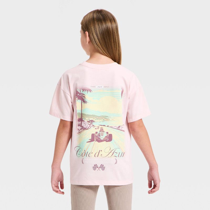 slide 1 of 4, Girls' Short Sleeve Oversized Graphic T-Shirt - Cat & Jack™ Light Pink XS, 1 ct