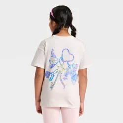 Girls' Short Sleeve Oversized 'Charm' Graphic T-Shirt - Cat & Jack™ Cream XS